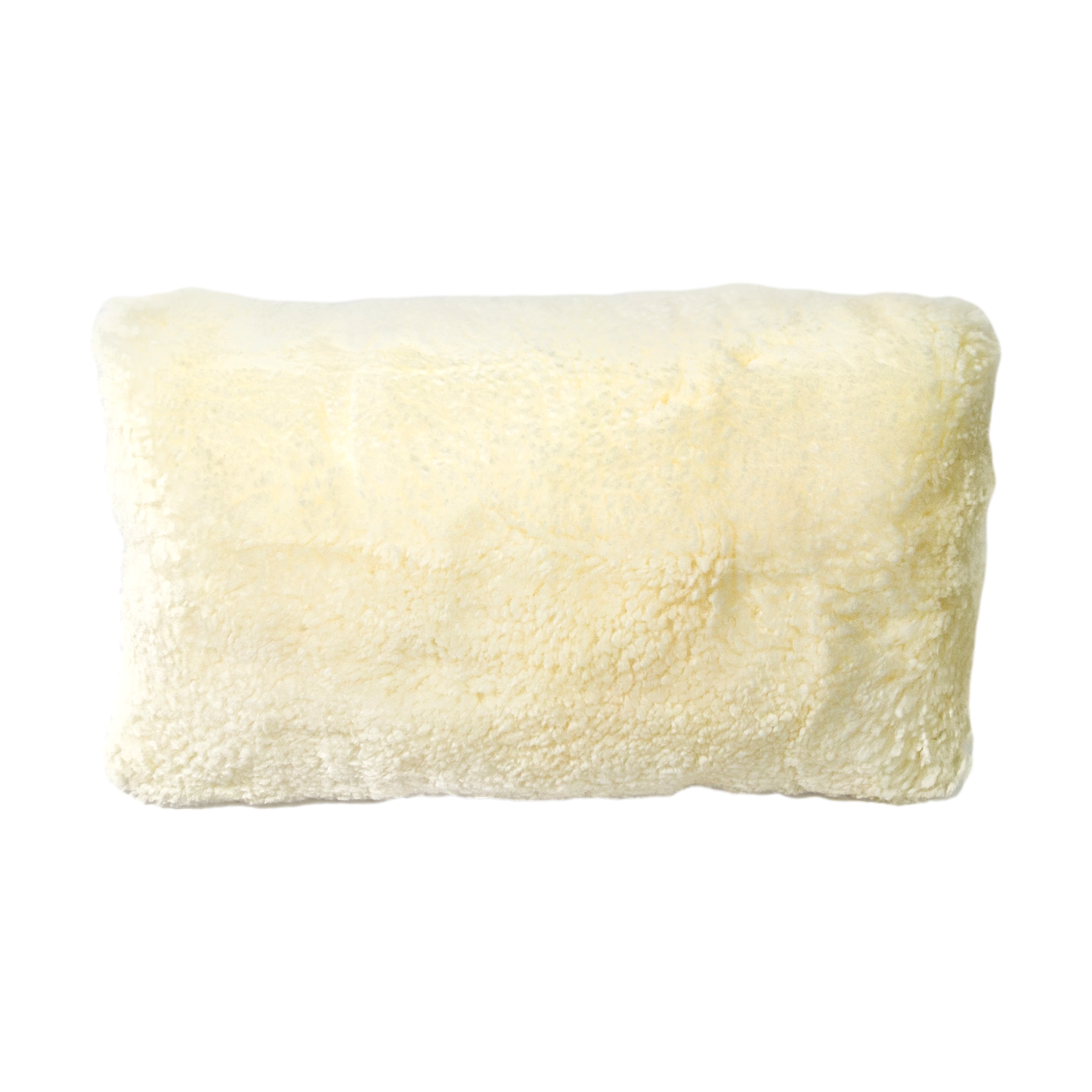 Ivory Short Pile Sheepskin Boudoir Cushion - 30x50cm