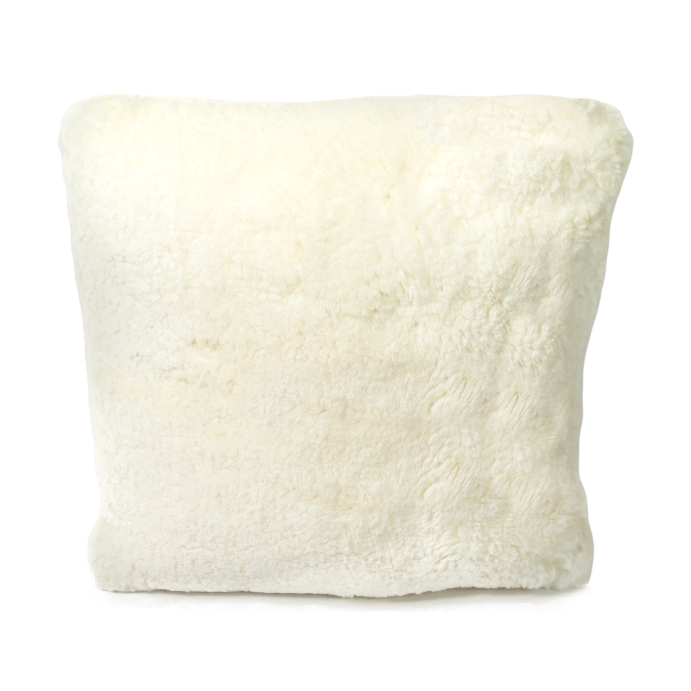 Ivory Short Pile Sheepskin Square Cushion - 45x45cm