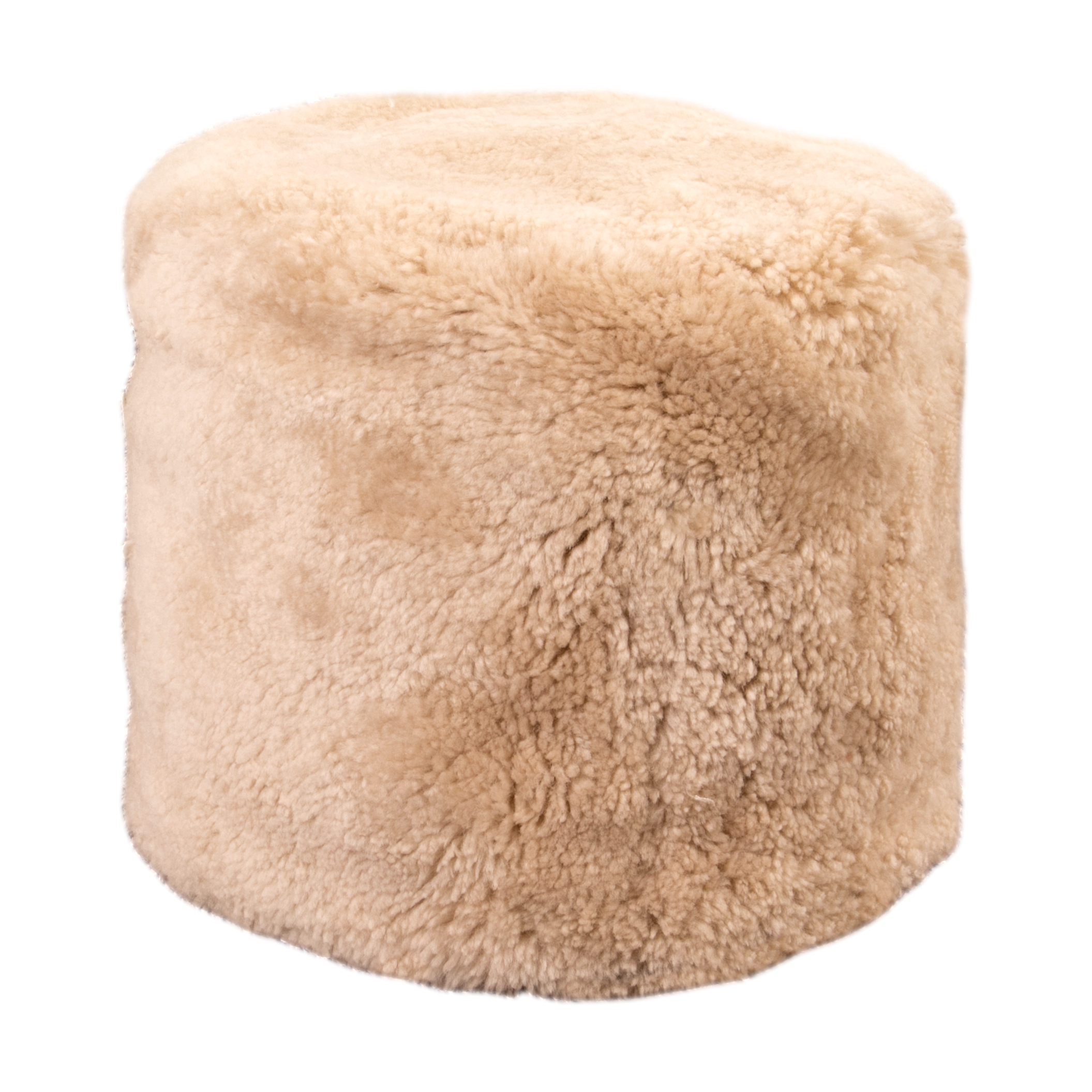 Beige Short Pile Sheepskin Pouf