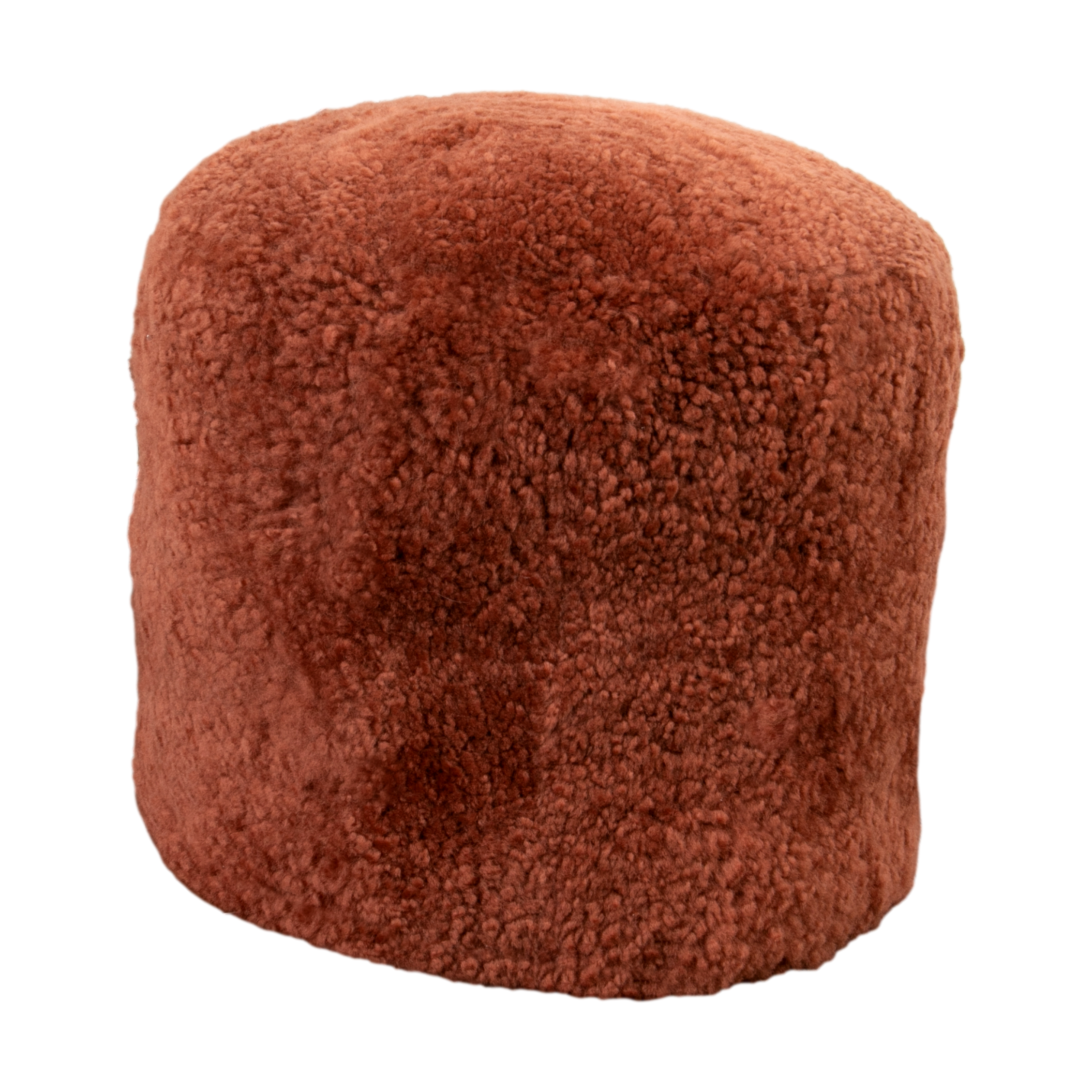 Coral Short Pile Sheepskin Pouf