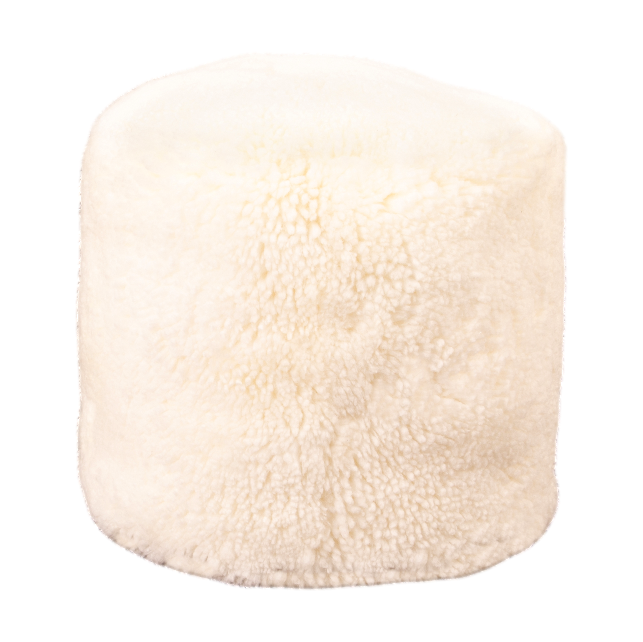 Ivory Short Pile Sheepskin Pouf