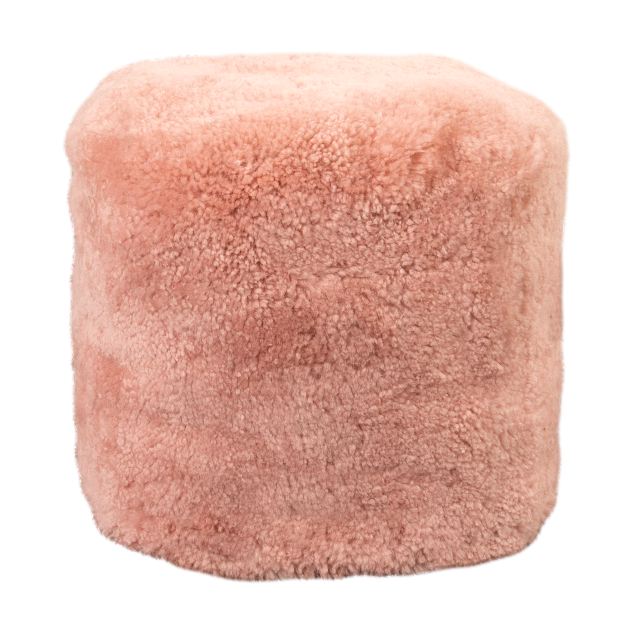 Pink Short Pile Sheepskin Pouf