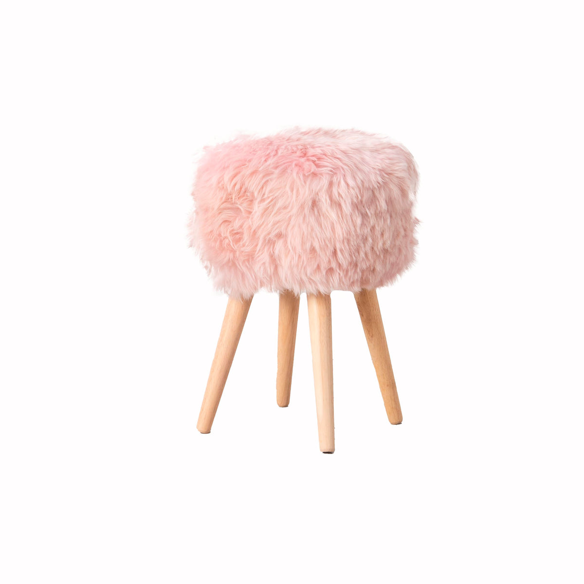 Pretty Pink Stool Blush Pink Sheepskin Wood Stool - Light Wood – Native Natural